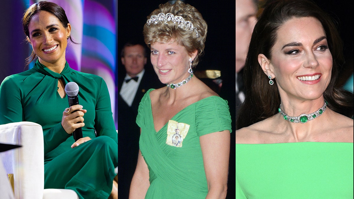 Meghan Markle Princess Diana and Kate Middleton all wearing green