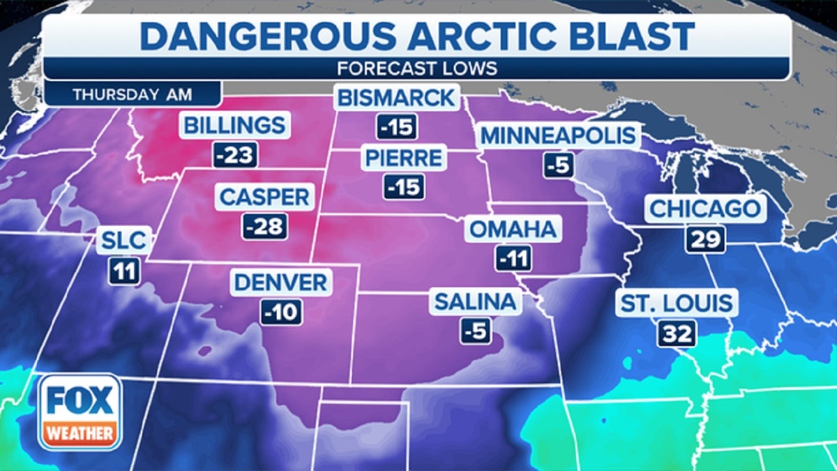 US low temperatures map