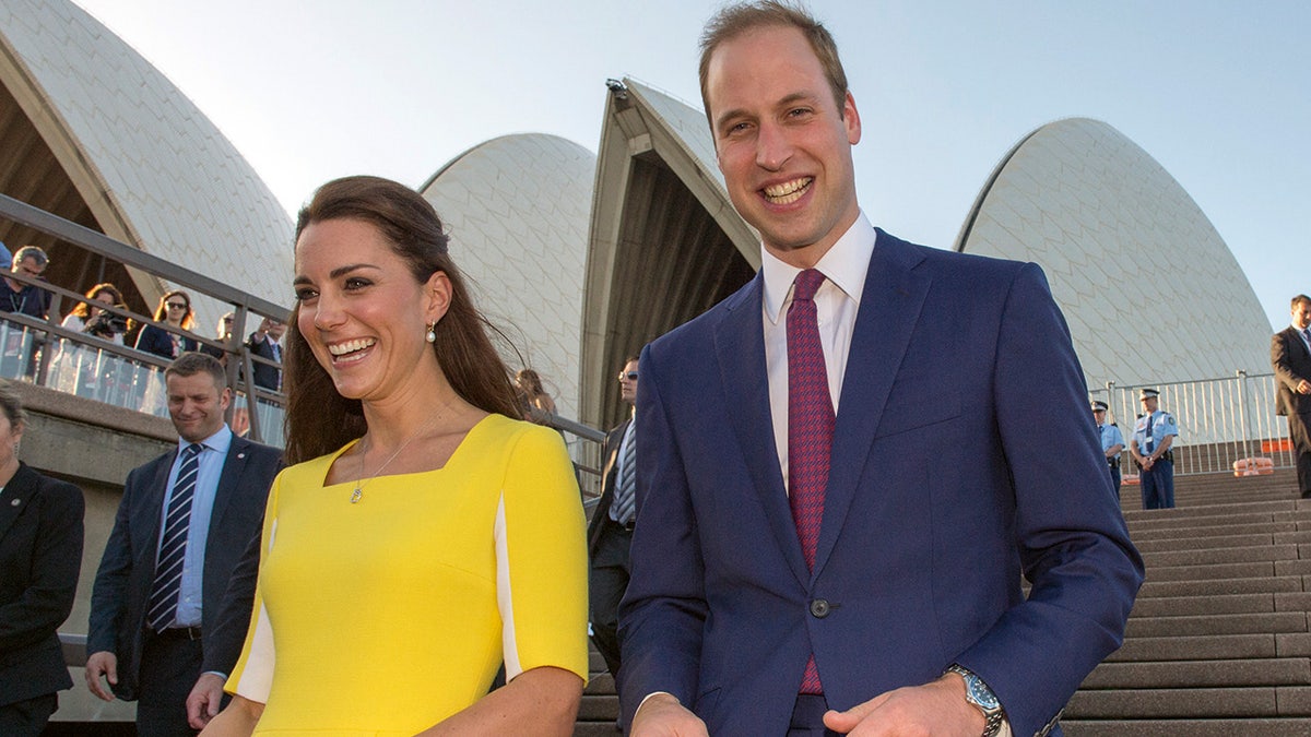 Prince William and Kate Middleton smiling in Australia