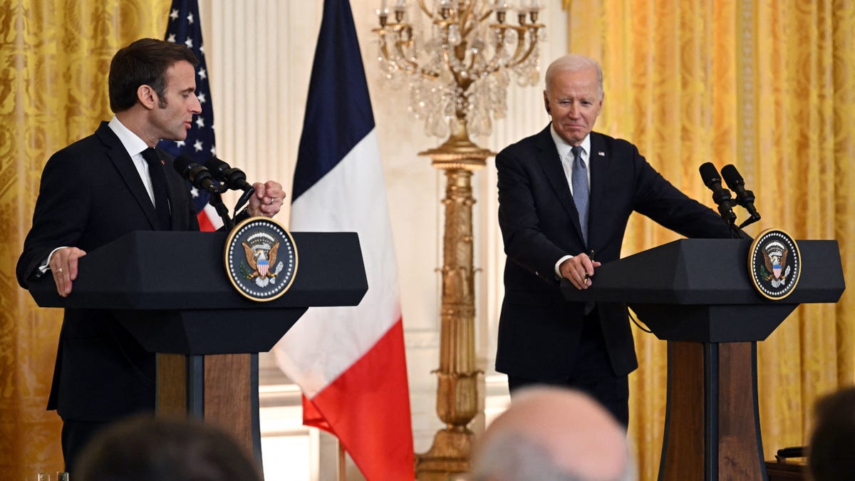 French President Emmanuel Macron and President Joe Biden