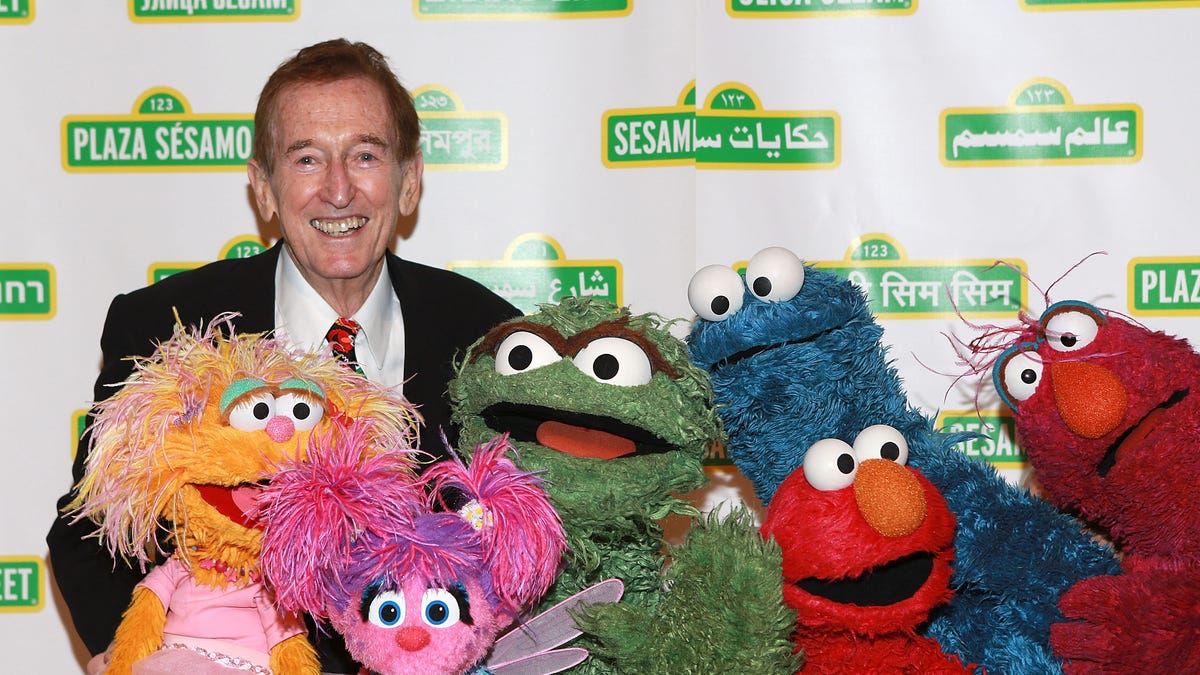 Bob McGrath with Elmo and Sesame Street stars