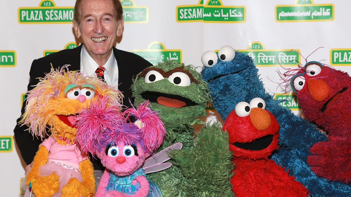 Bob McGrath with Elmo and Sesame Street stars