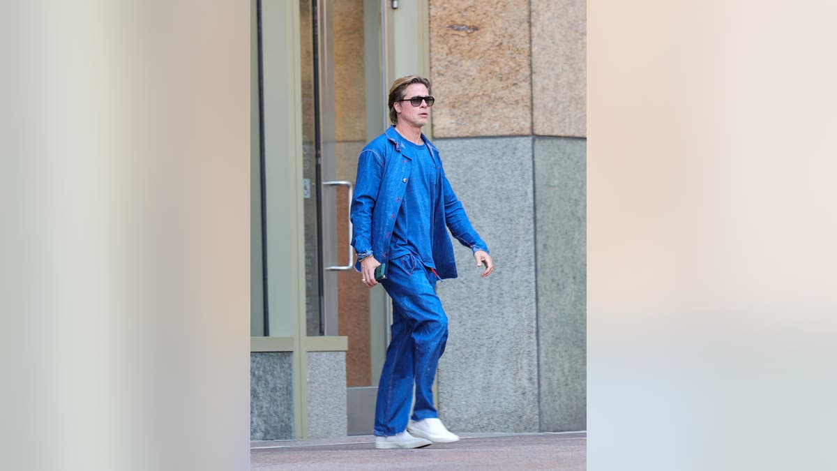 Brad Pitt spotted dressed in all blue