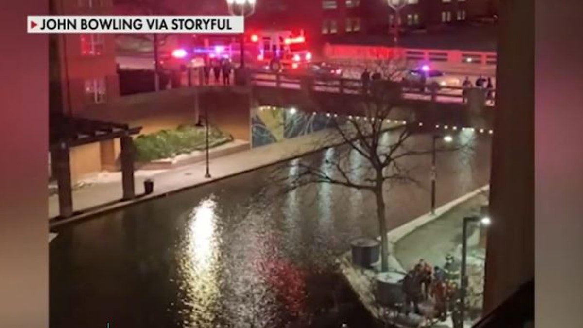 Indy car drives in frozen canal two