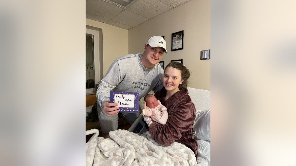 Cassidy, Dylan and Lennon Scott of Alabama in their hospital room at the Huntsville Hospital for Women and Children.