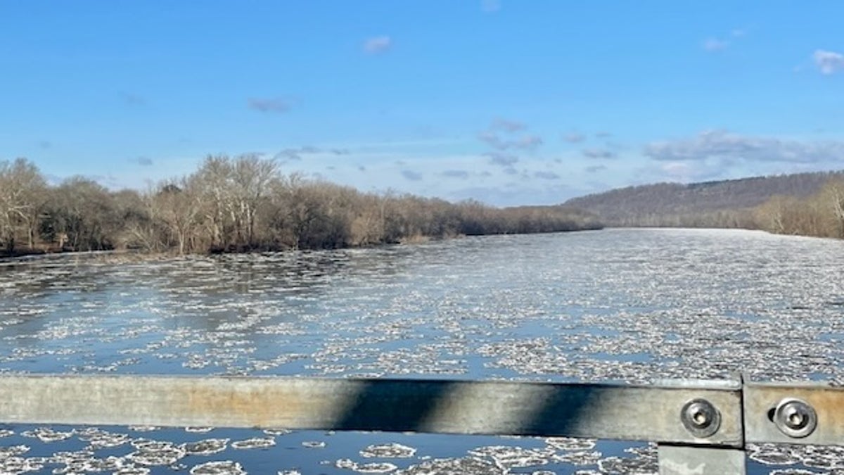 Delaware River with ice