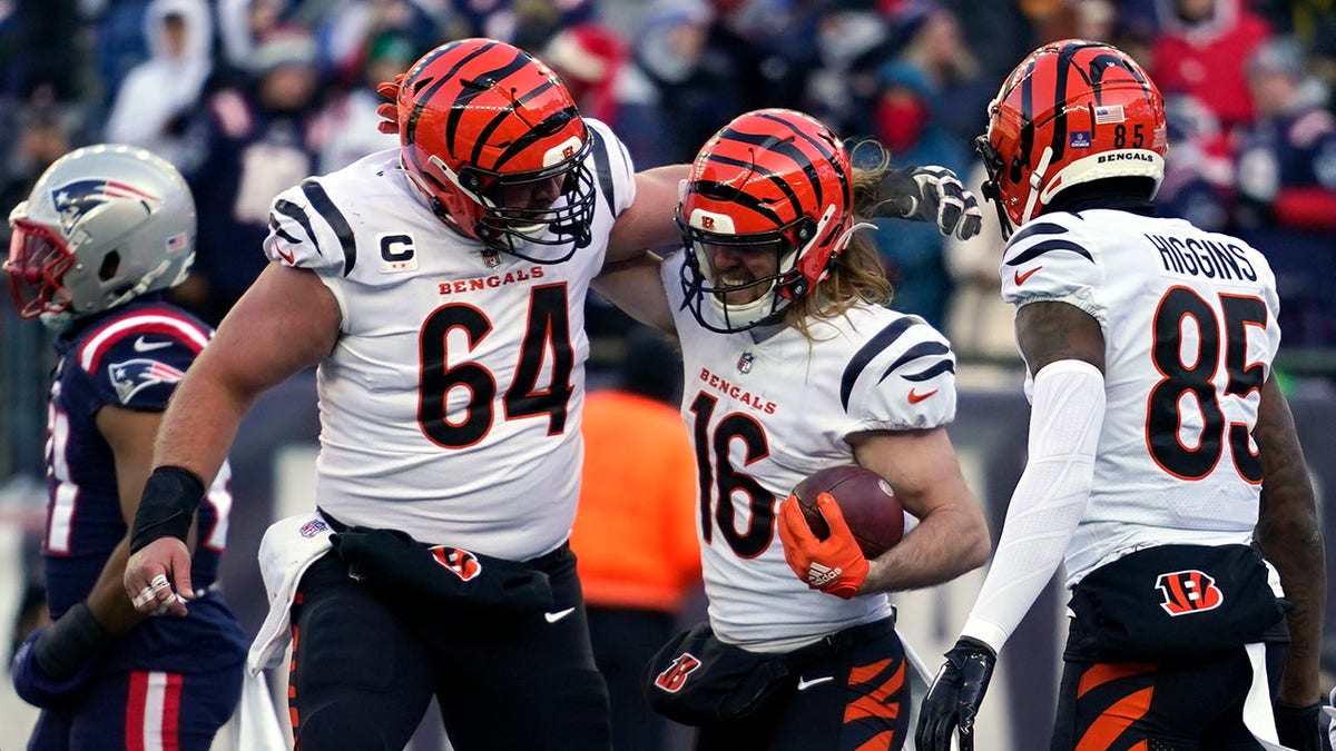 Bengals wide receiver Trenton Irwin celebrates a touchdown