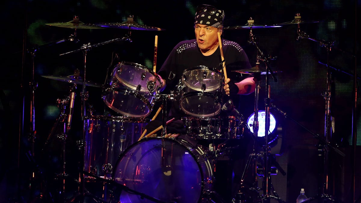 Dino Danelli playing drums at Once Upon A Dream Starring The Rascals At The Greek Theatre 2013