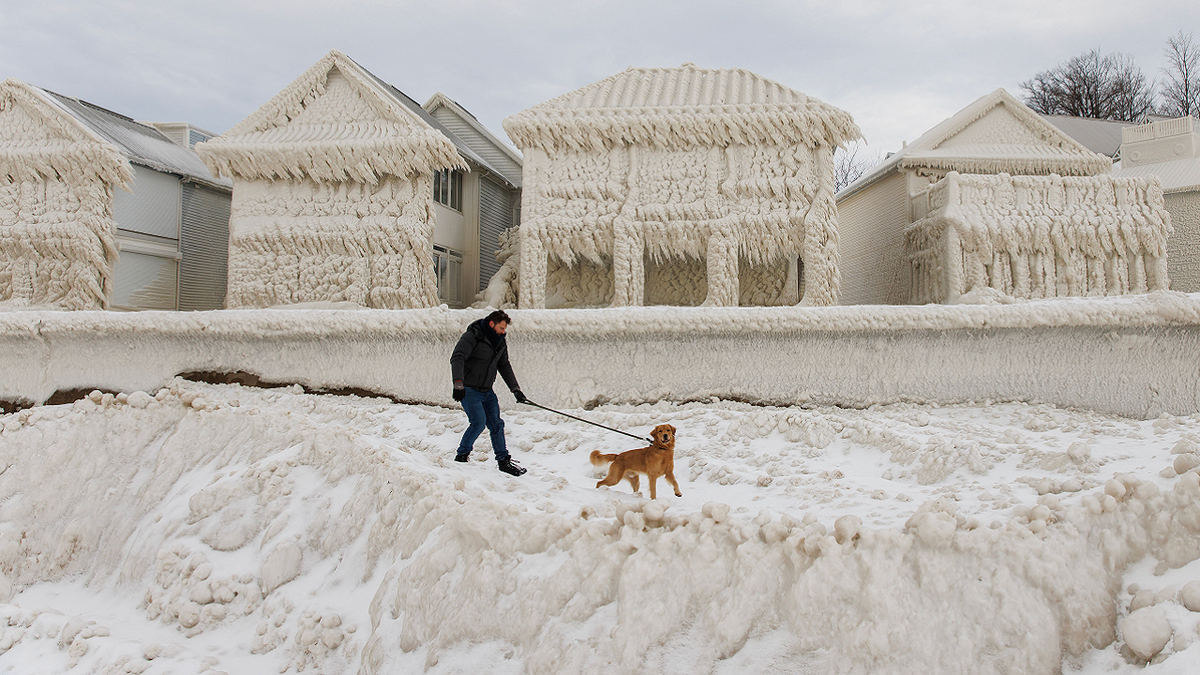 Frozen homes in Fort Erie, Ontario