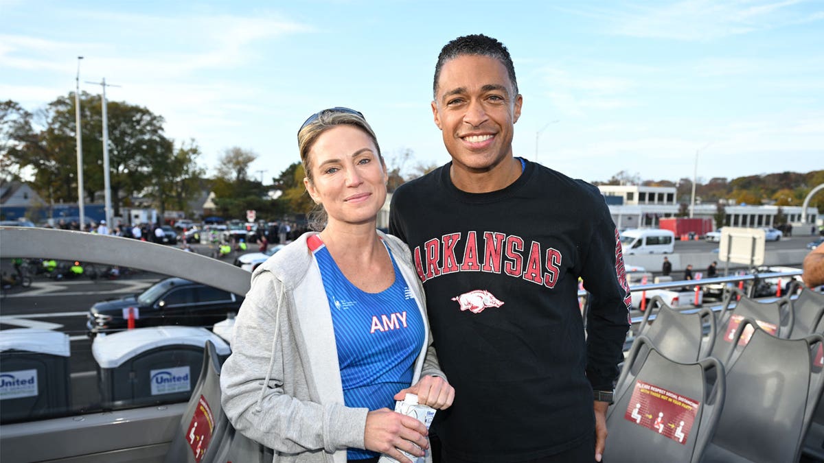 Amy Robach and TJ Holmes at marathon