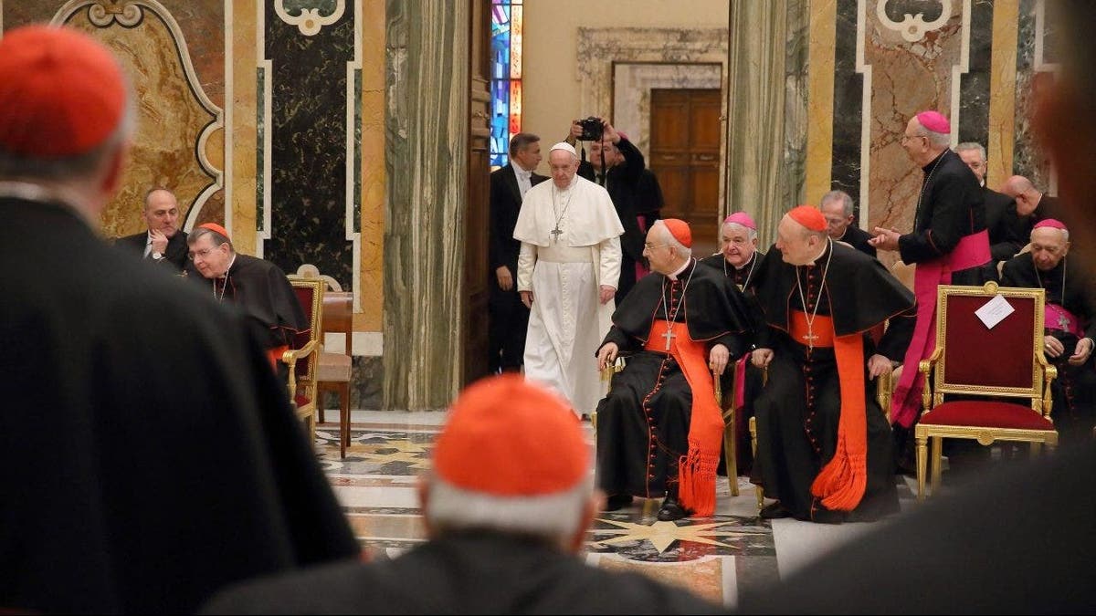 Pope Francis and cardinals at Vatican