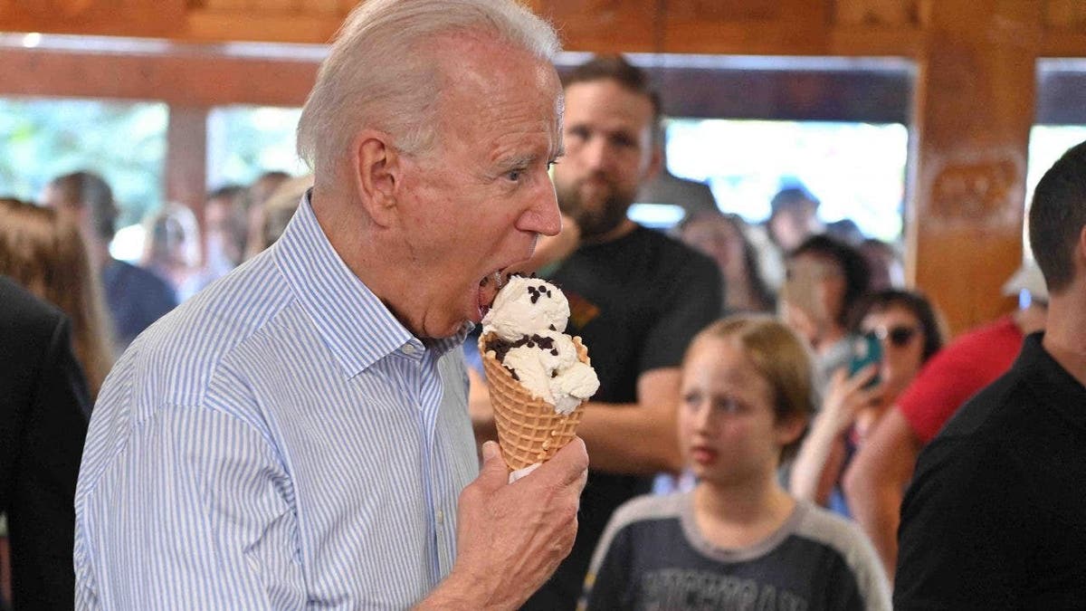 President Joe Biden eats ice cream