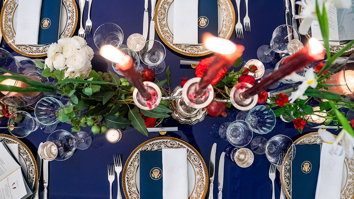 The table setting for the State Dinner