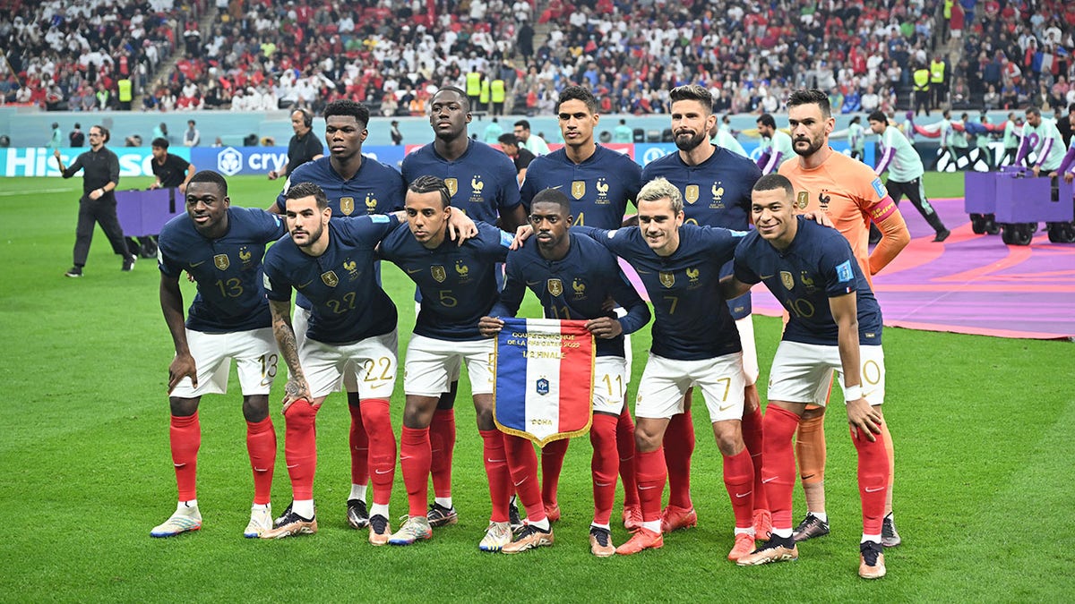 Players for France before the semifinal match