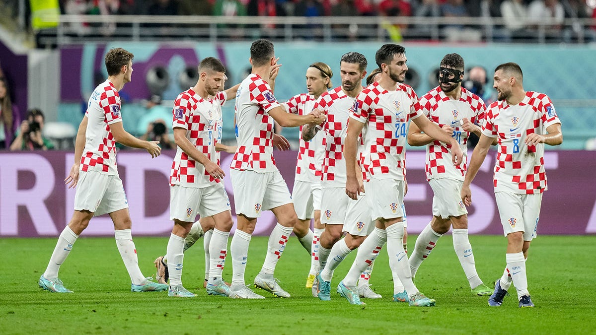 Croatia celebrates a goal against Morocco