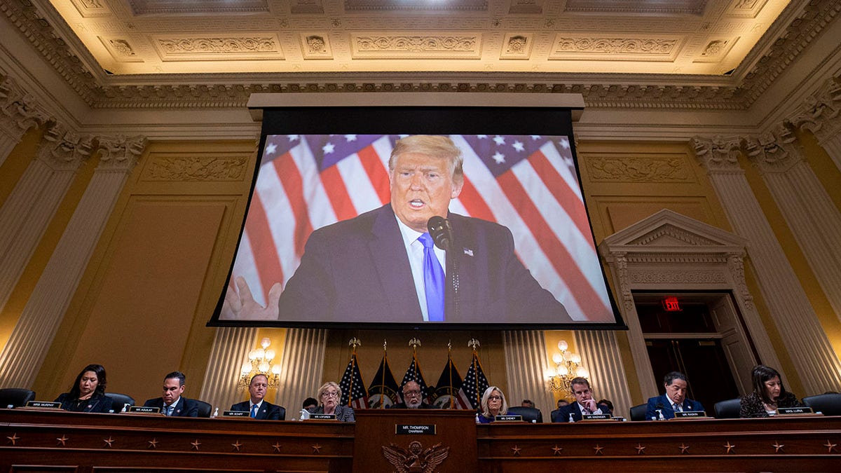 Trump on screen during Jan. 6 committee