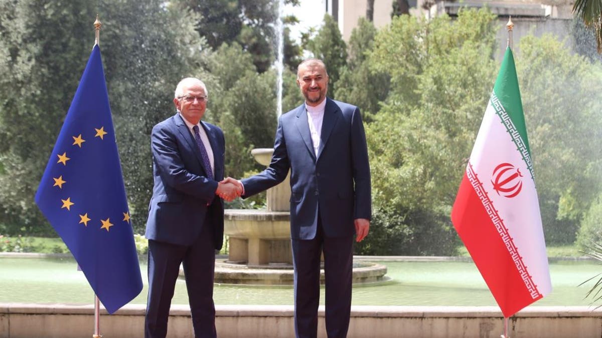Josep Borrell and Iranian Foreign Minister Hossein Amir Abdollahian