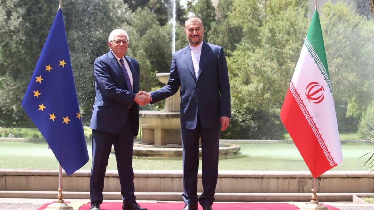 Josep Borrell and Iranian Foreign Minister Hossein Amir Abdollahian