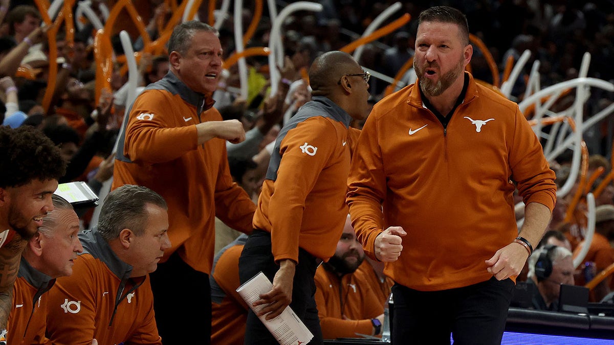 Chris Beard reacts during a game against Gonzaga