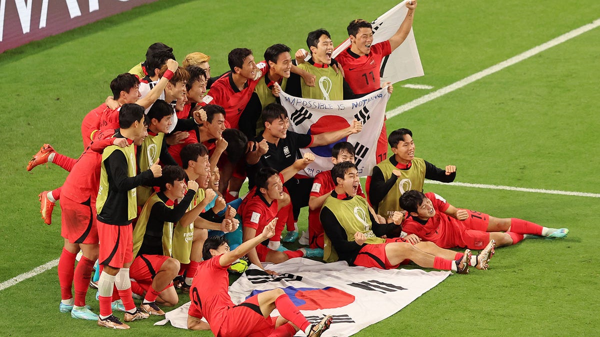 South Korea celebrates a win over Portugal