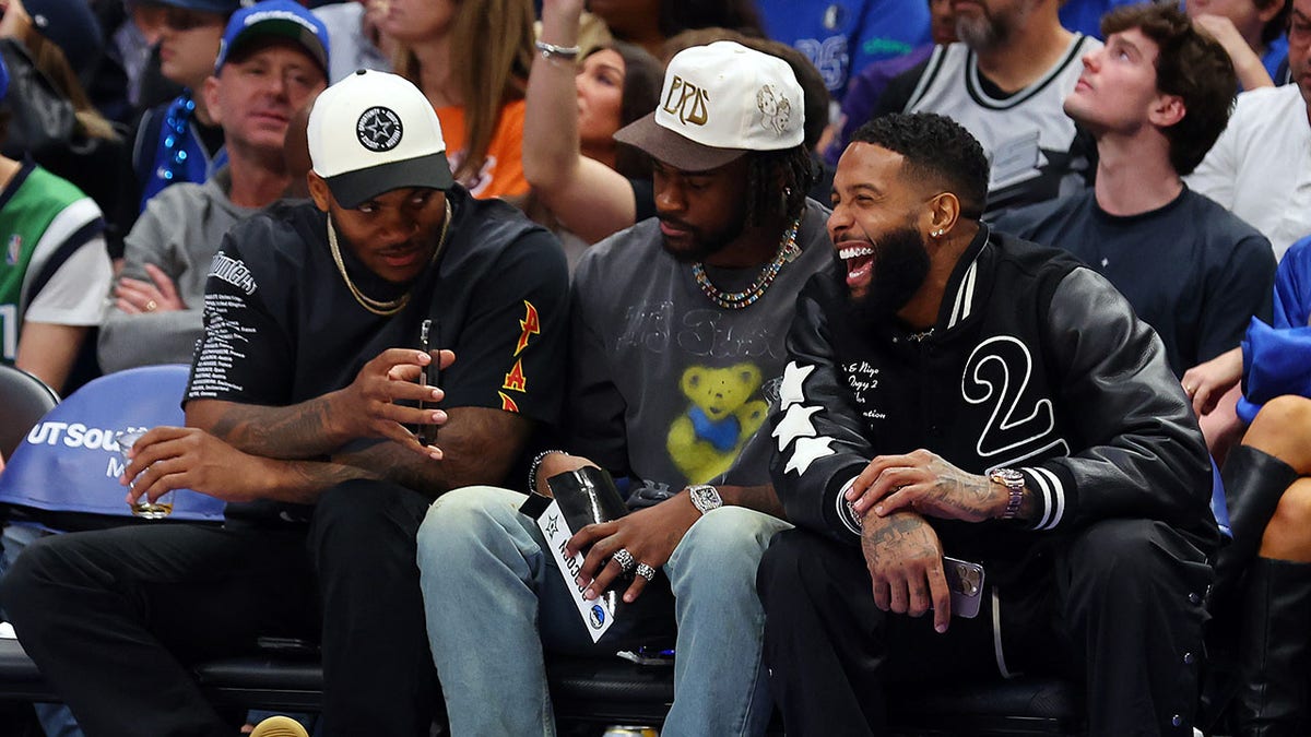 NFL free agent Odell Beckham Jr. attends a Mavs game with Dallas Cowboys players