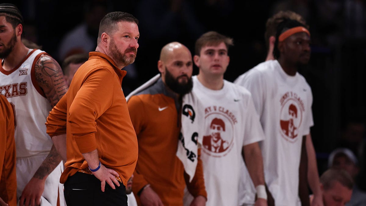 Chris Beard looks on during a Texas Longhorns game at MSG