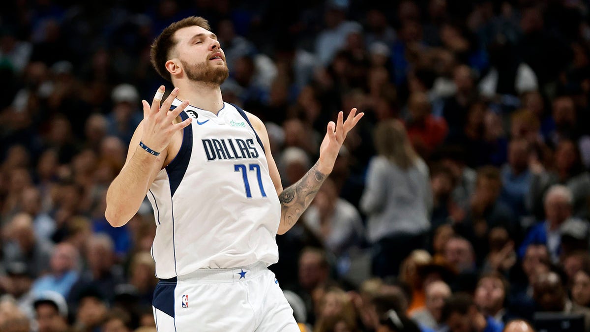 Luka Doncic reacts against the Thunder