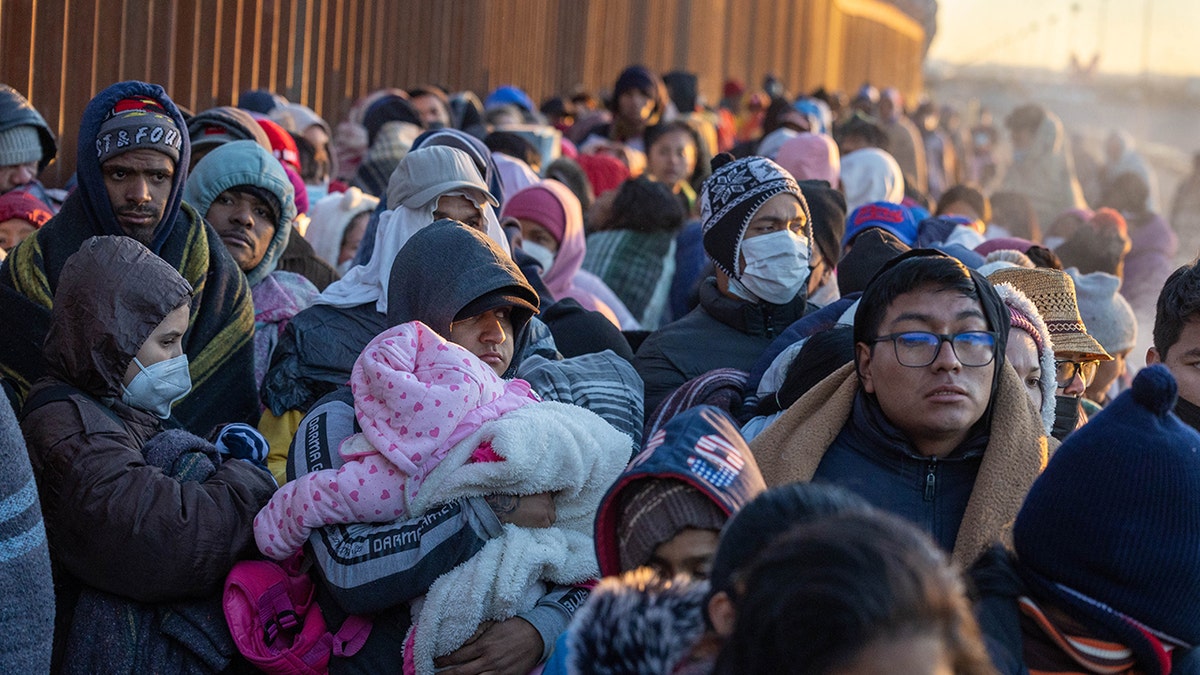 A large group of migrants