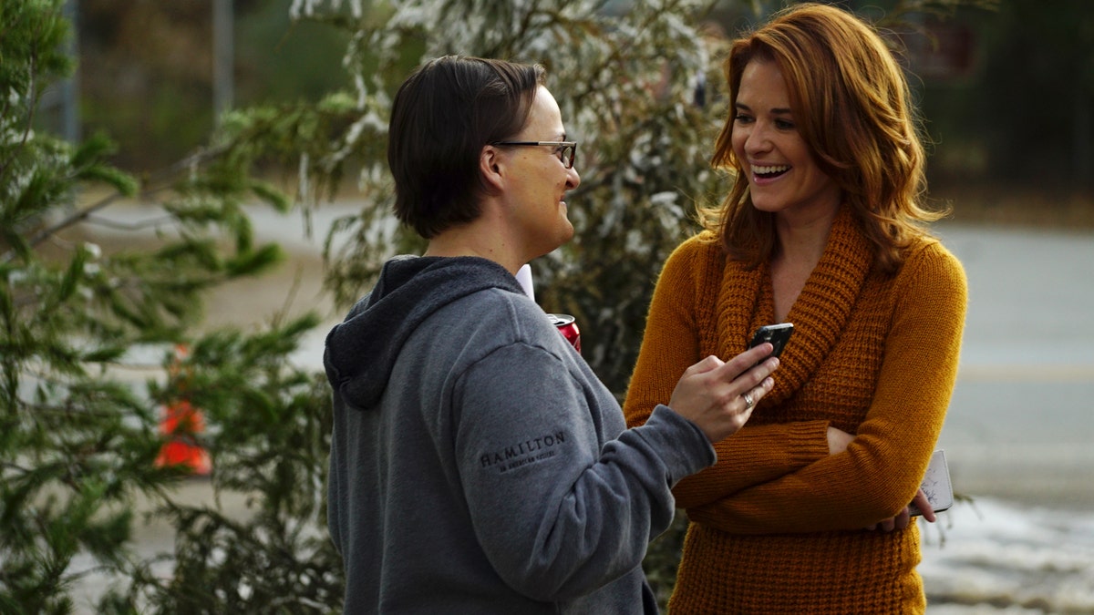 Elisabeth Finchm and Sarah Drew on the set of "Grey's Anatomy"