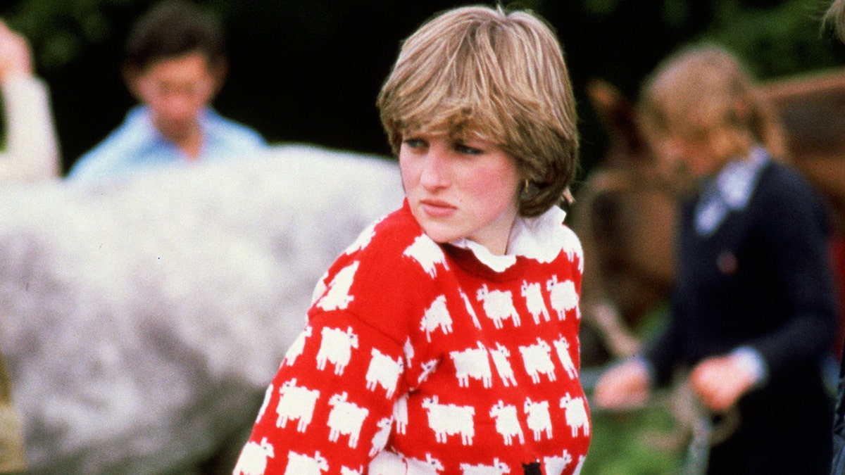 Princess Diana in her sheep sweater