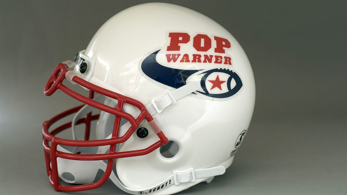 Photo of a Pop Warner football helmet