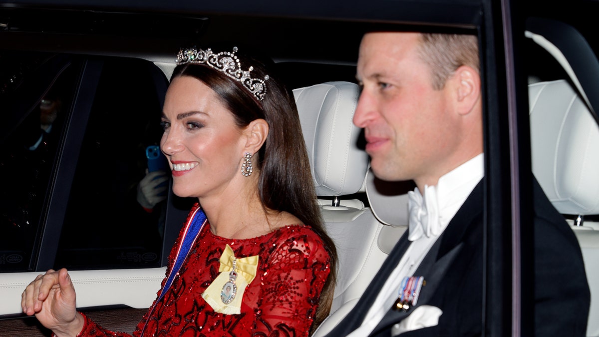 Prince William and Kate Middleton in a car