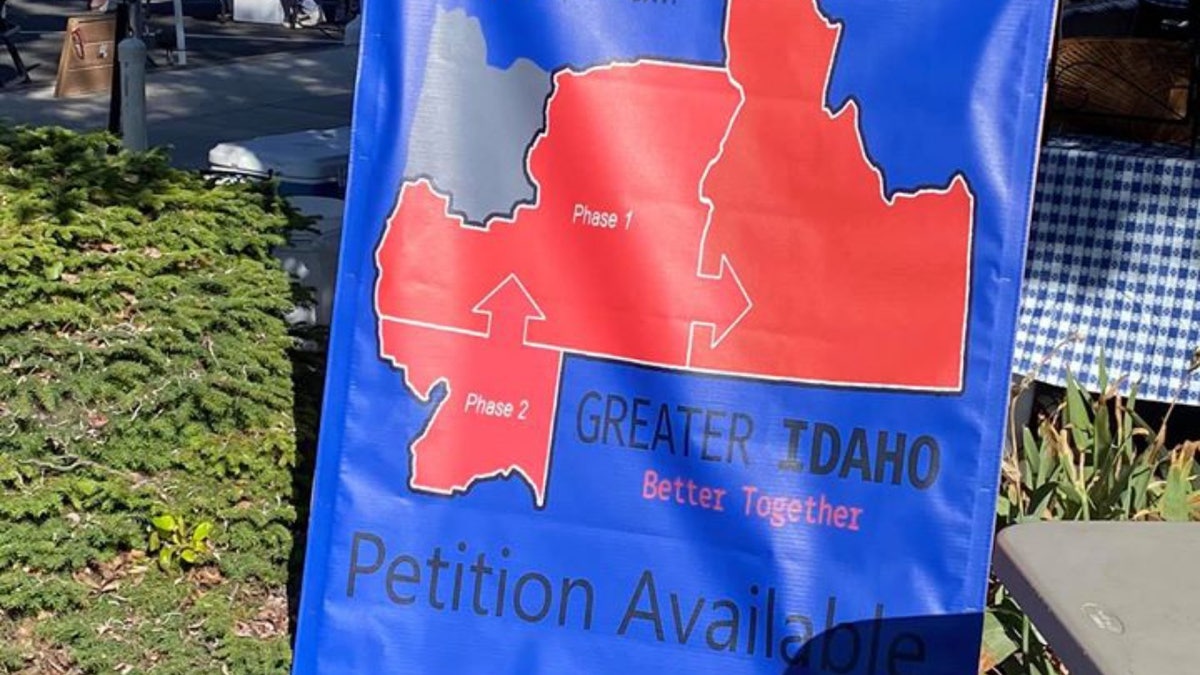 Sign of proposed Greater Idaho borders