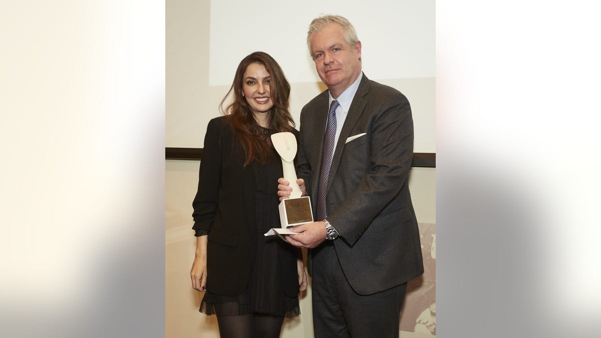 FOX News Media President and Executive Editor Jay Wallace Accepts the 2022 Foreign Press Award on Behalf of Benjamin Hall presented by Association of Foreign Press Correspondents board member Susan Modaress Tehrani