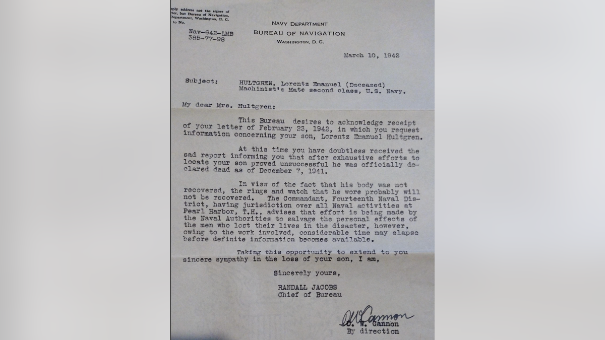 Pearl Harbor letter