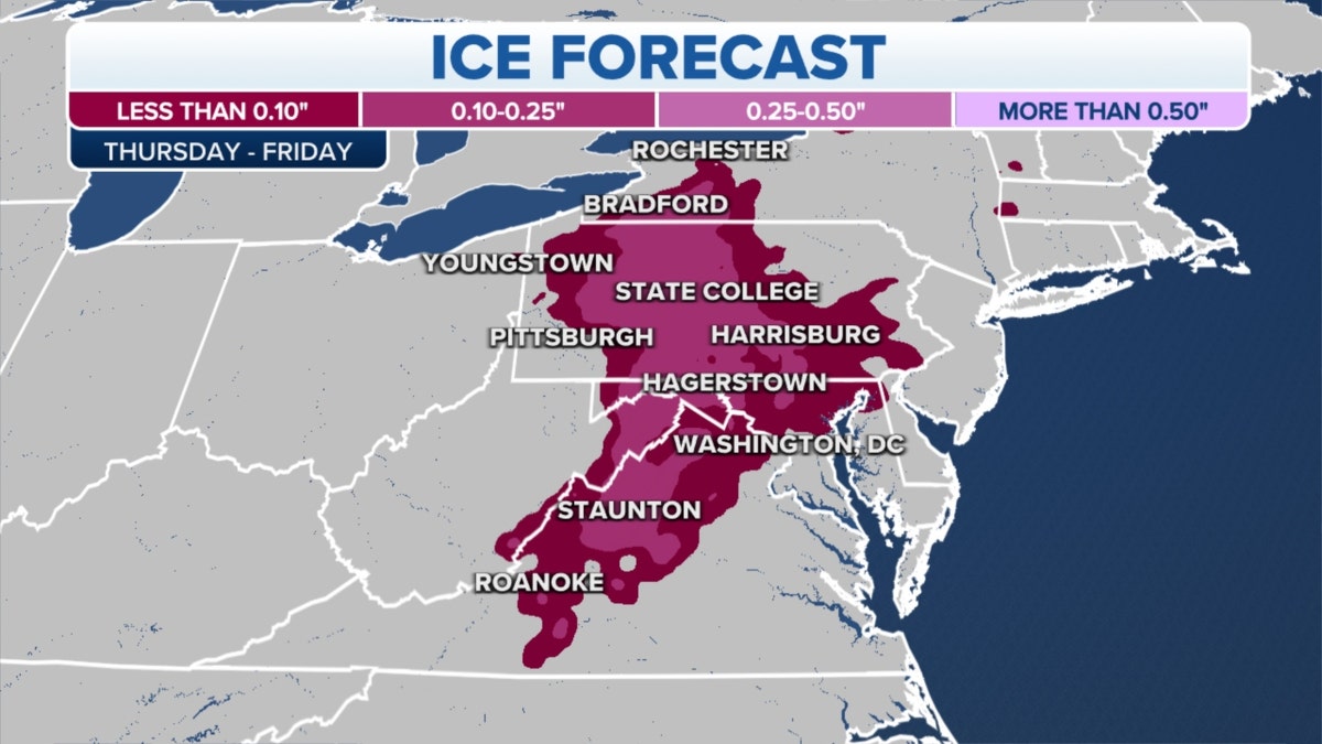 A map of the ice forecast