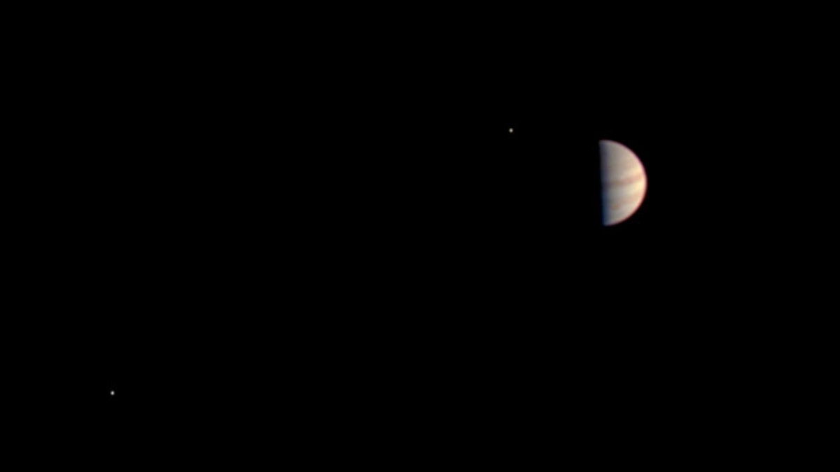 A view of Jupiter and its moons