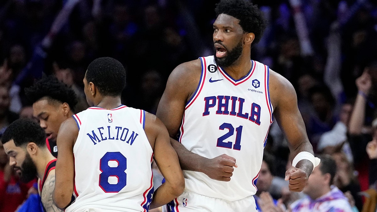 Joel Embiid and De'Anthony Melton