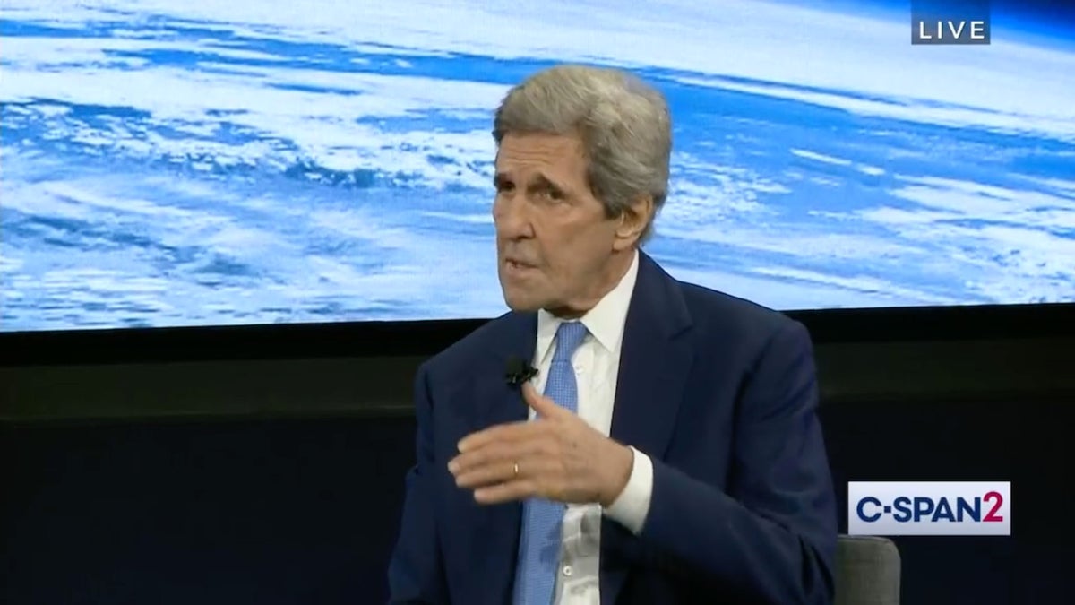 Special Presidential Envoy for Climate John Kerry speaks about climate policies during a Washington Post event on Thursday.