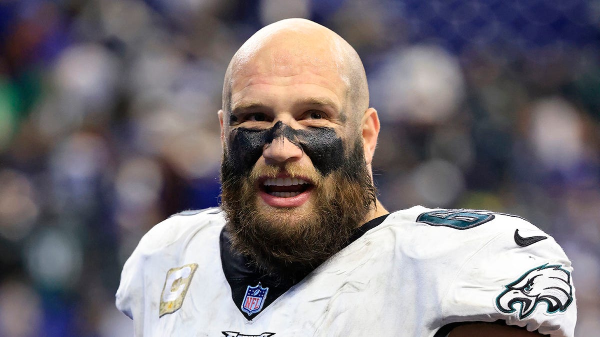 Lane Johnson of the Eagles walks off the field