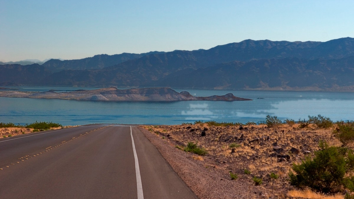 Lake Mead and a roadway