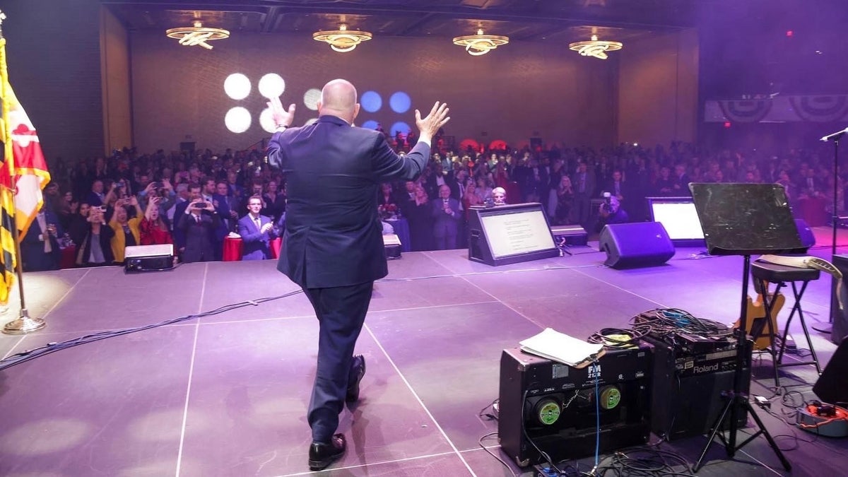 Larry Hogan at celebration in Baltimore, Maryland