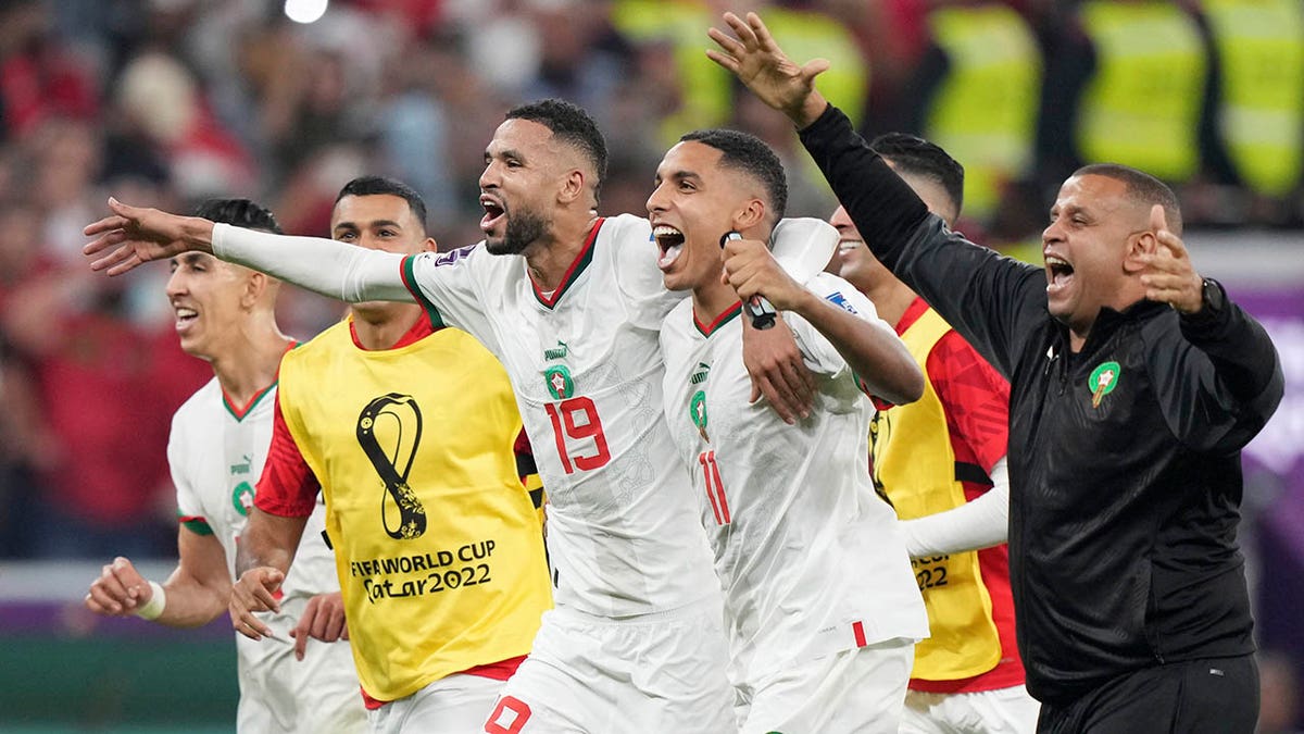 Morocco players celebrate