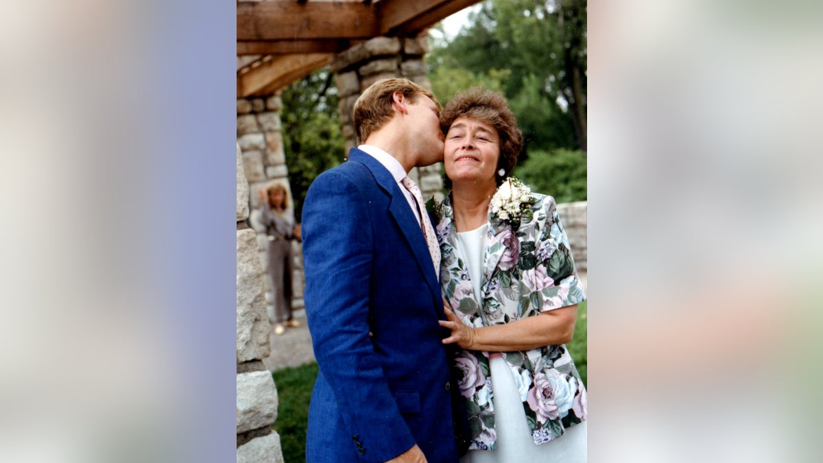 Steve Doocy and his mother on his wedding day