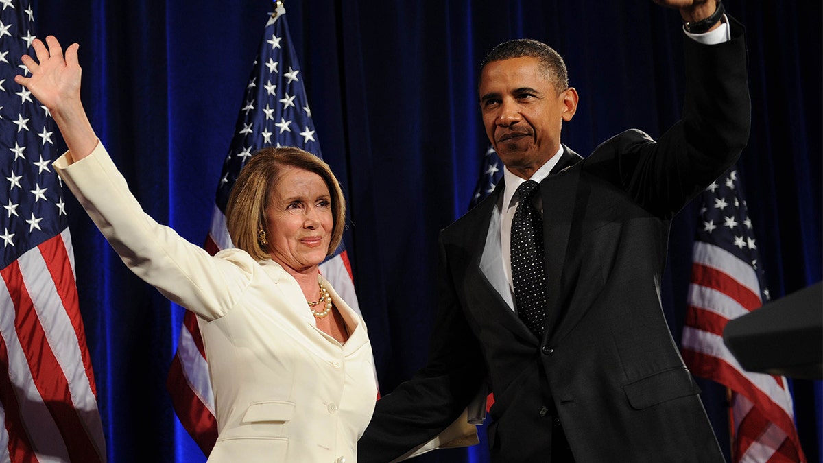 Nancy Pelosi and Barack Obama are seen in 2010