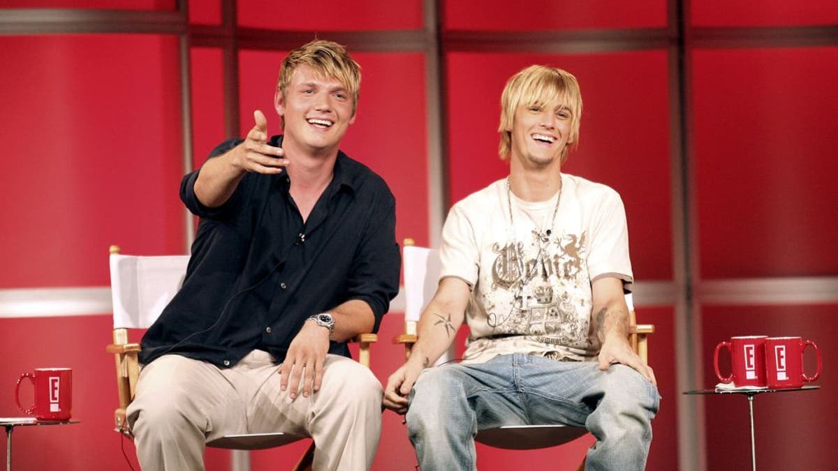 Nick and Aaron Carter doing an interview