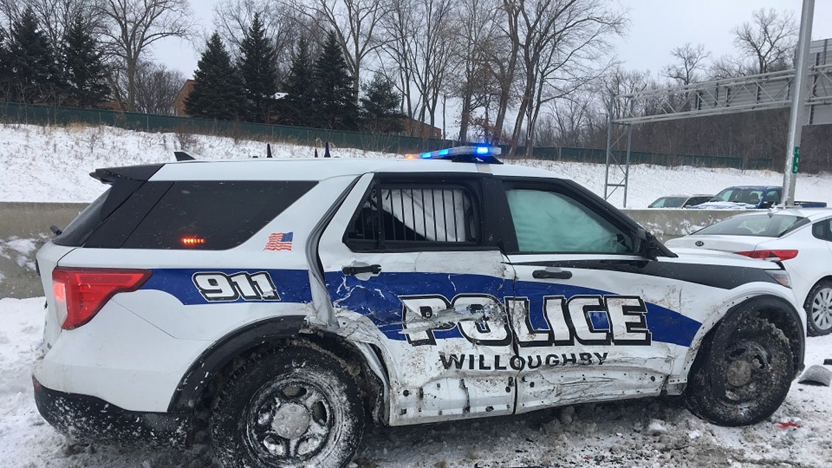 Ohio police crash on icy road