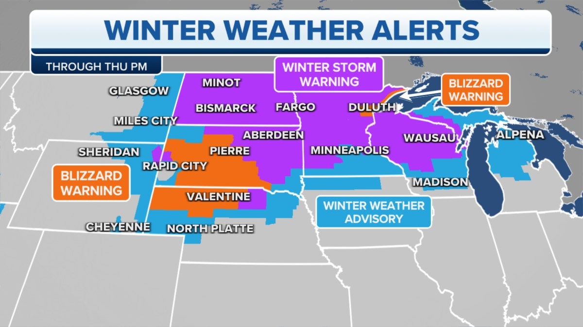 Plains, Midwest winter weather alerts