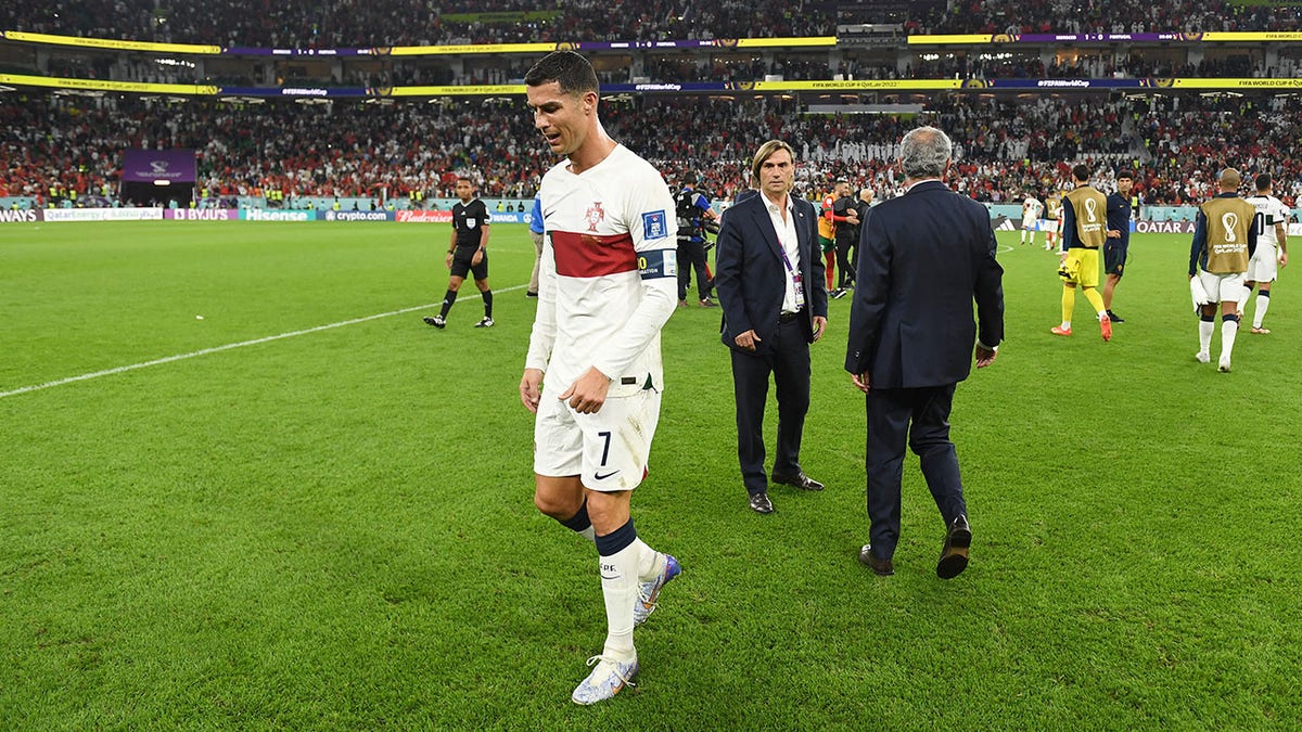 Cristiano Ronaldo walks off the pitch