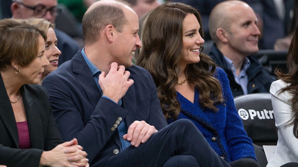 rince William and Kate Middleton sit courtside at Celtics game